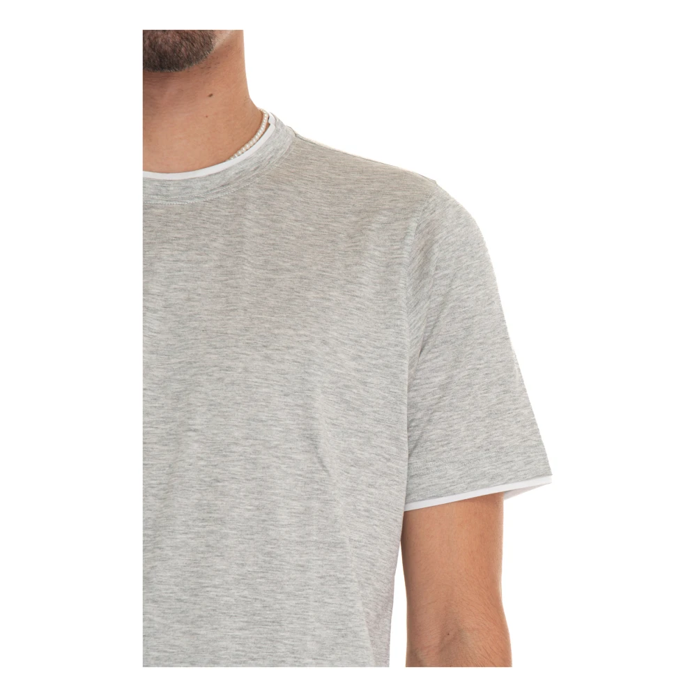 Gran Sasso Zijde Katoen Contrast T-shirt Gray Heren
