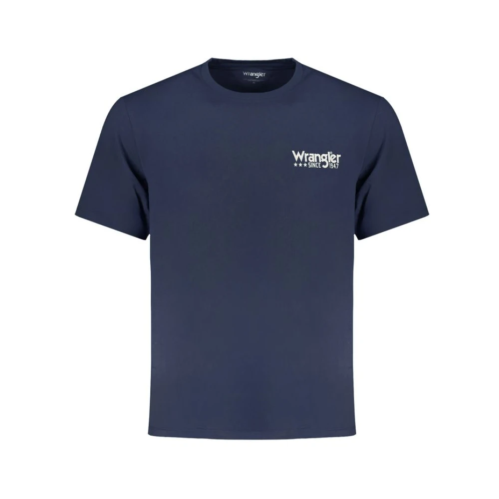 Wrangler Blauw Katoen Logo Print T-shirt Blue Heren