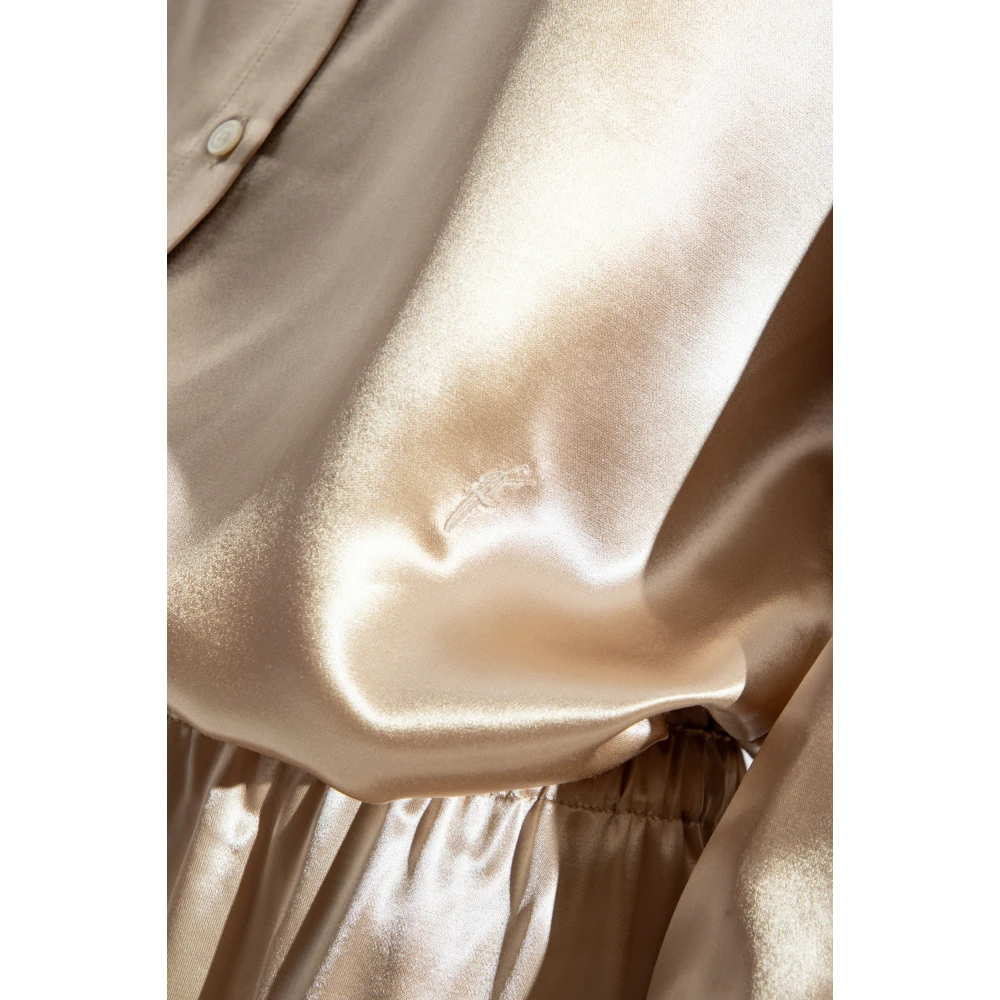 Salvatore Ferragamo Satijnen broek Yellow Dames