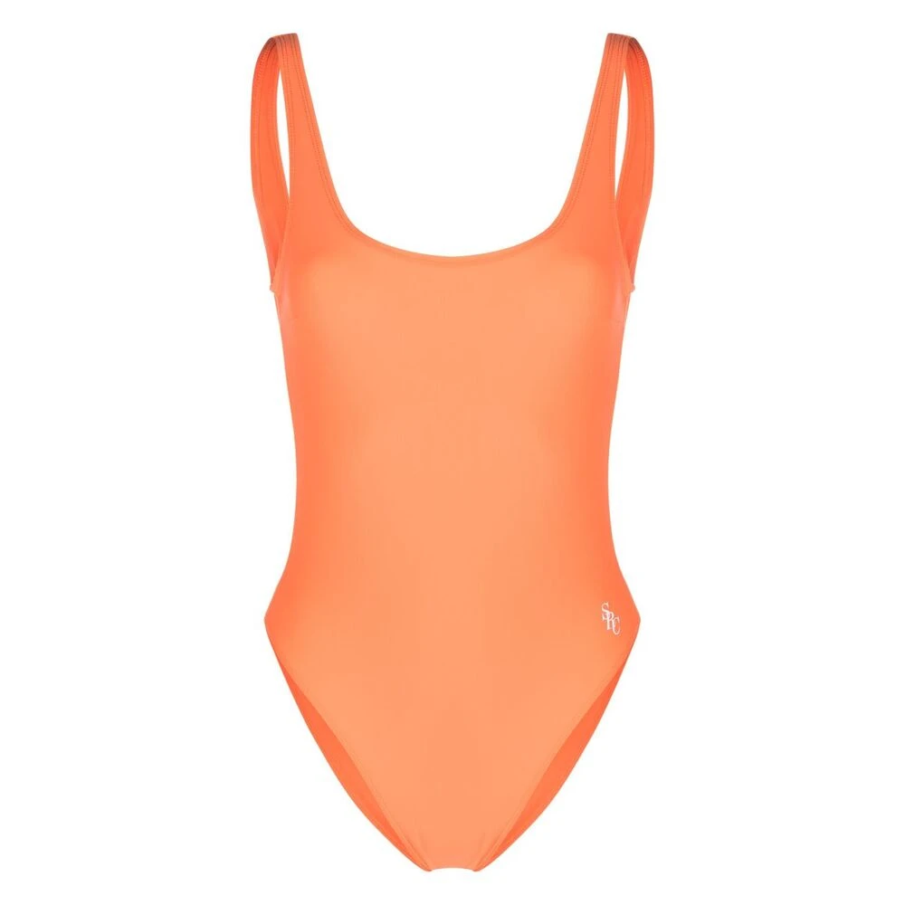 Sporty & Rich Logo-Print Open-Back Badpak Orange Dames