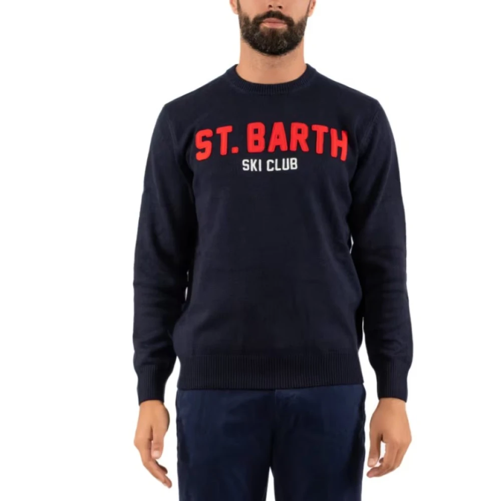 MC2 Saint Barth Groene Crewneck Sweater met Borduurwerk Blue Heren