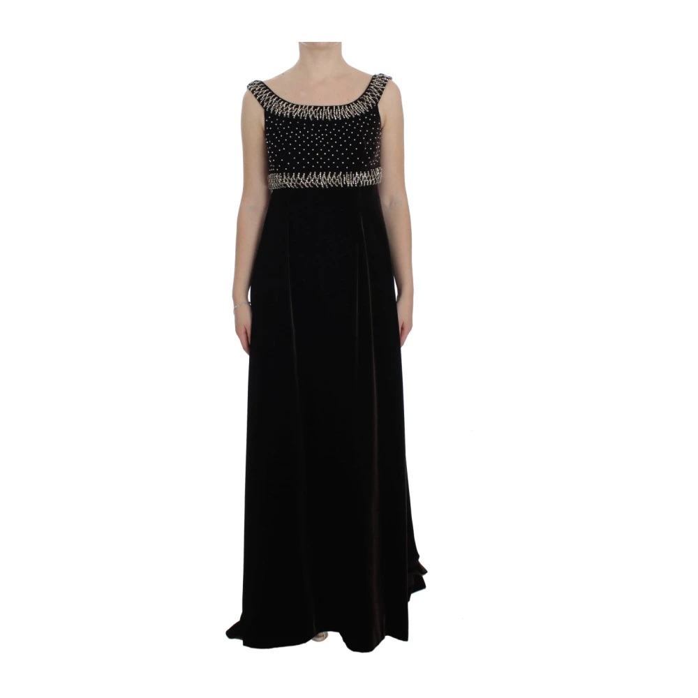 Dolce & Gabbana Women's Black Elegant Brown Velvet Crystal Gown - Gowns - S - Dresses