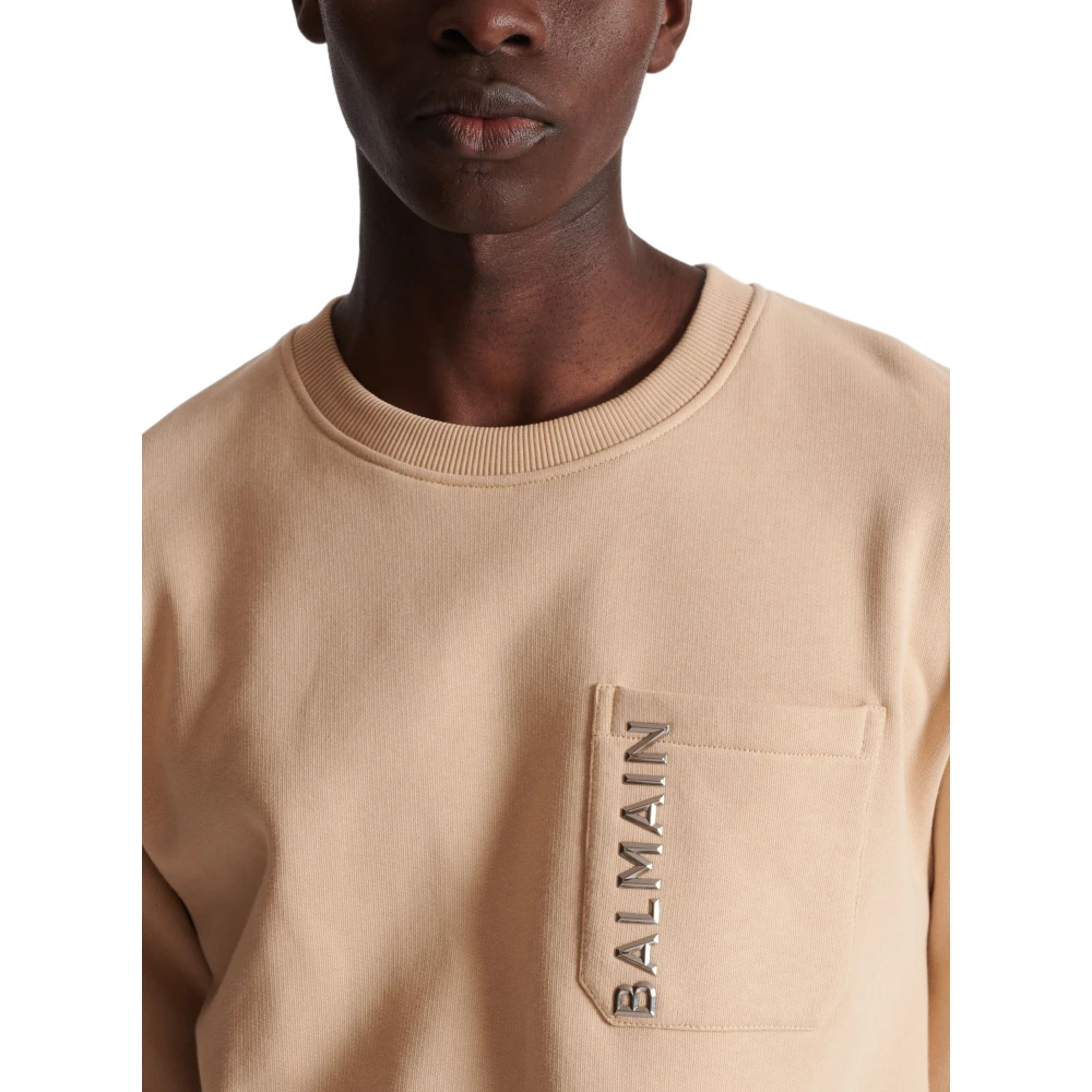 Balmain Gelamineerde Sweatshirt Beige Heren
