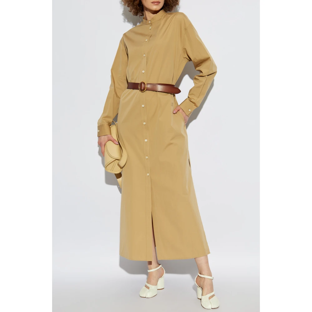 Jil Sander Jurk met geborduurd logo Beige Dames