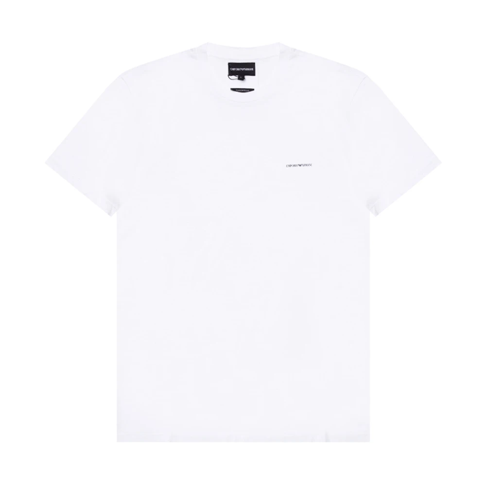 Emporio Armani Mannelijk Wit Tops Heren, 3XL, Katoen, Logo-Bedrukt T-Shirt
