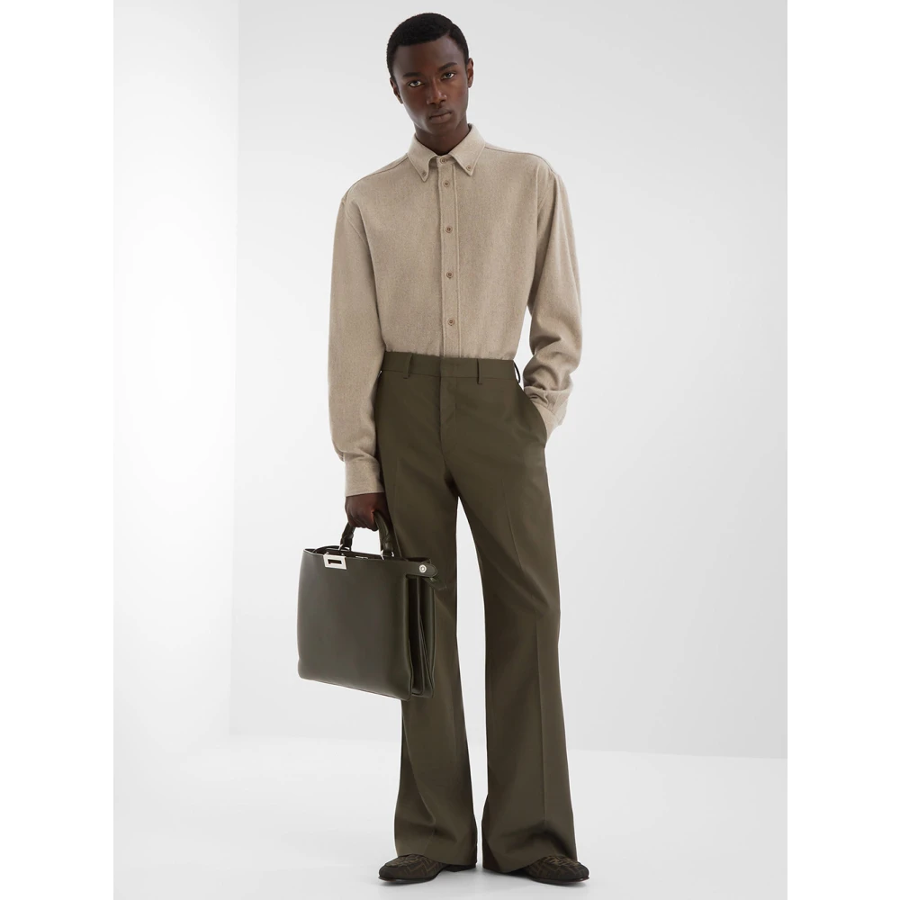 Fendi Groene wollen broek met zakken Green Heren
