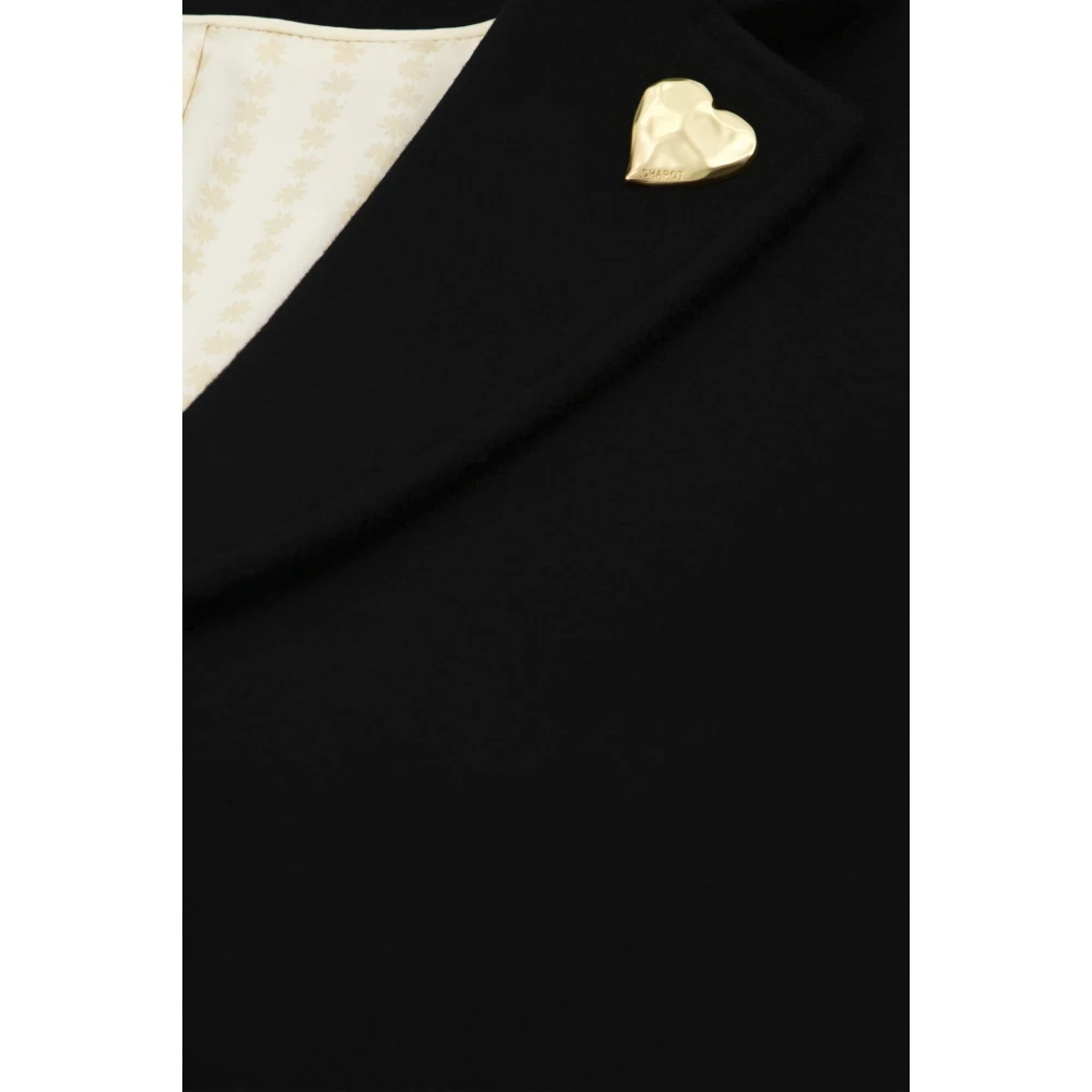 Fabienne Chapot Zwarte Klassieke Jas met Hart Pin Black Dames