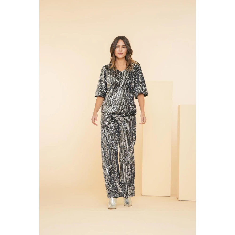 Geisha Midnight Blue Top Shirt Blue Dames