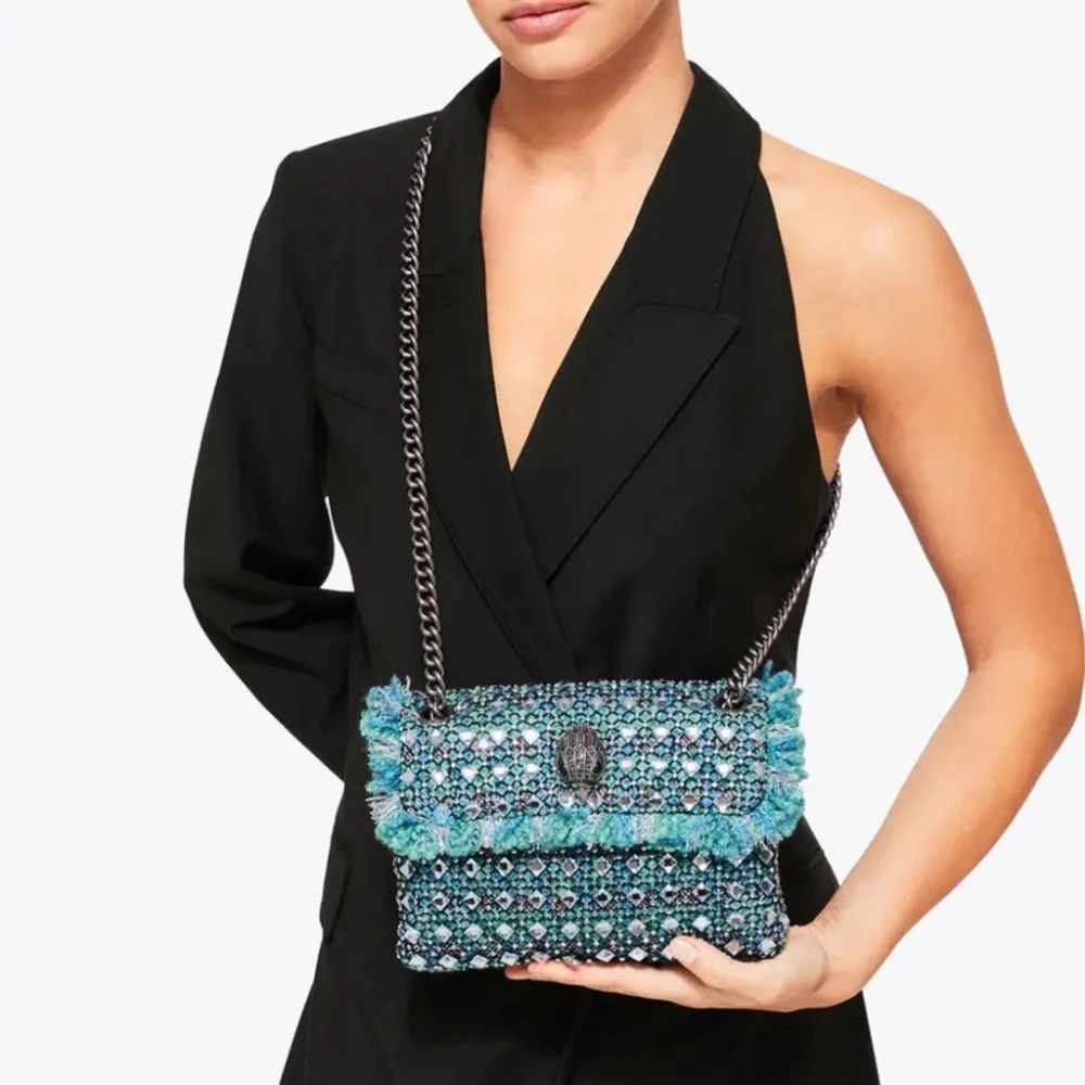 Kurt Geiger Tweed Mini Crossbody Tas Blue Dames