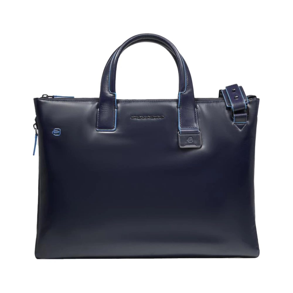 Piquadro Herren Blau Erweiterbare Schlanke Laptoptasche