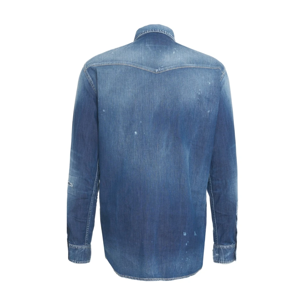 Dsquared2 Blauwe Denim Relax Dan Overhemd Blue Heren