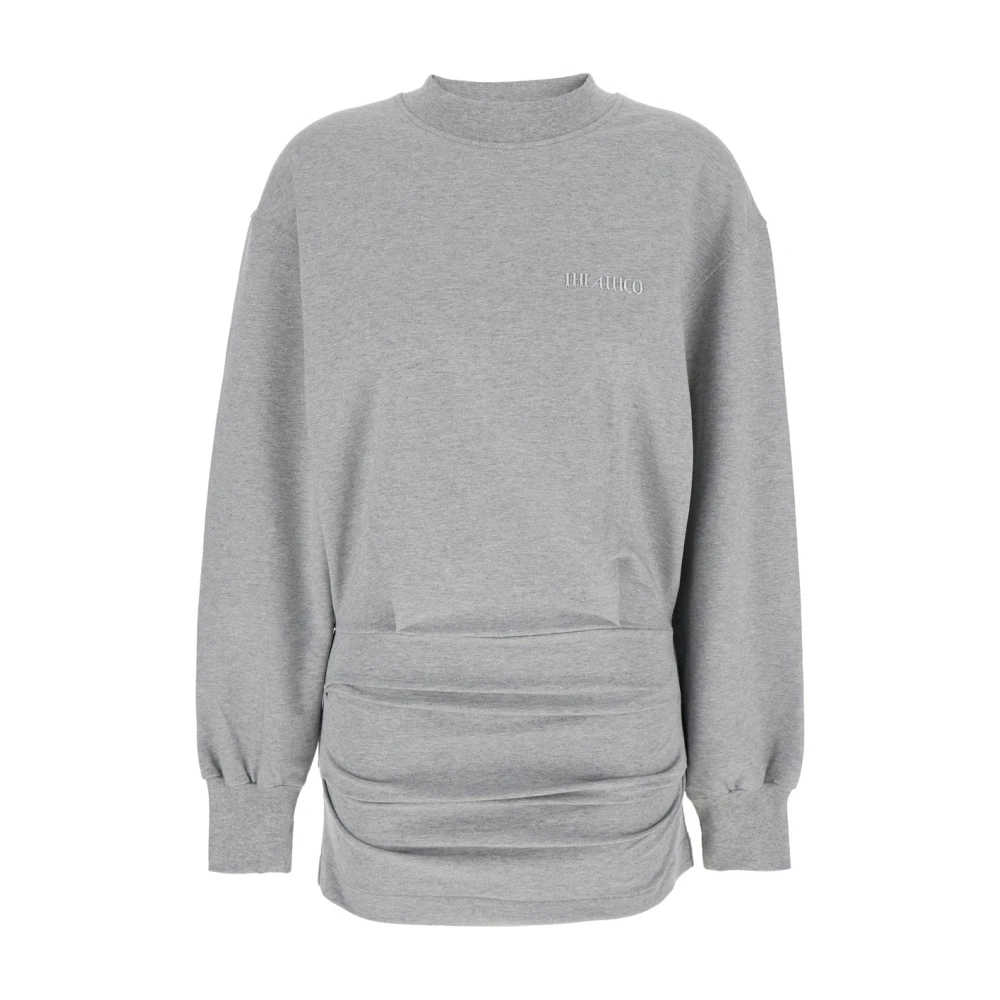 The Attico Grijze Crewneck Mini Jurk met Logo Gray Dames