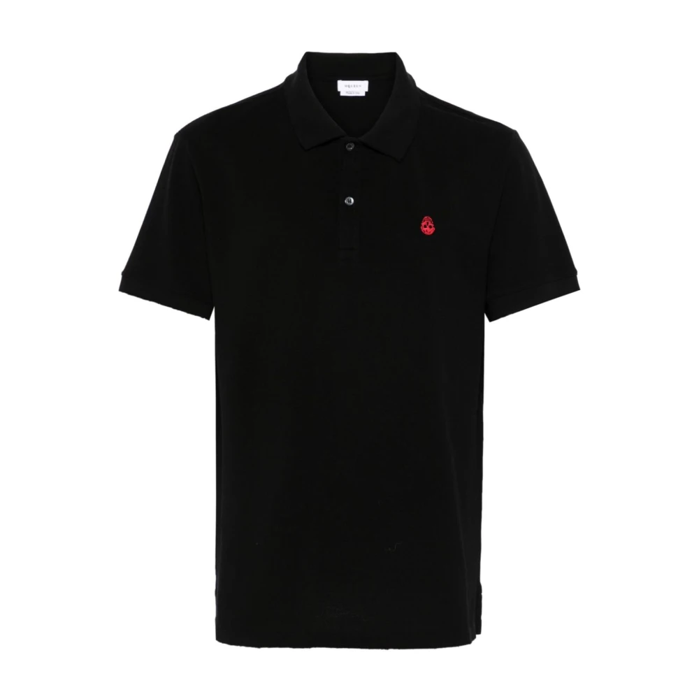 Alexander mcqueen Zwarte Geborduurde Skull Polo Shirt Black Heren