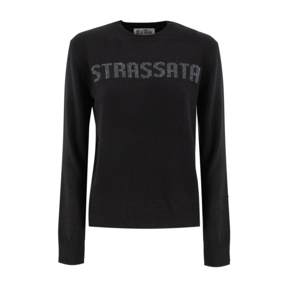 MC2 Saint Barth Zachte Pullover met Borduursel Black Dames