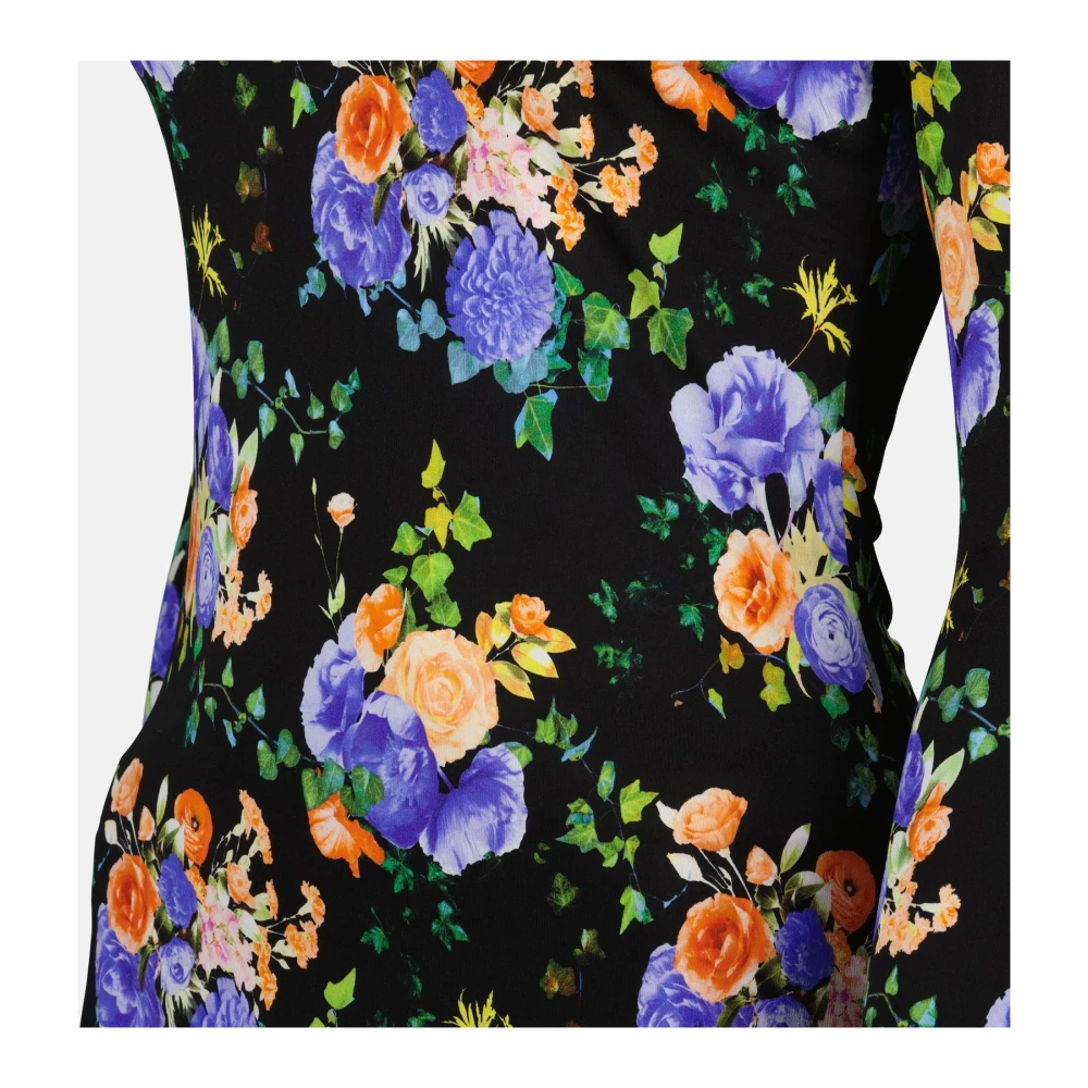 Paco Rabanne Bloemenprint Top voor Vrouwen Black Dames