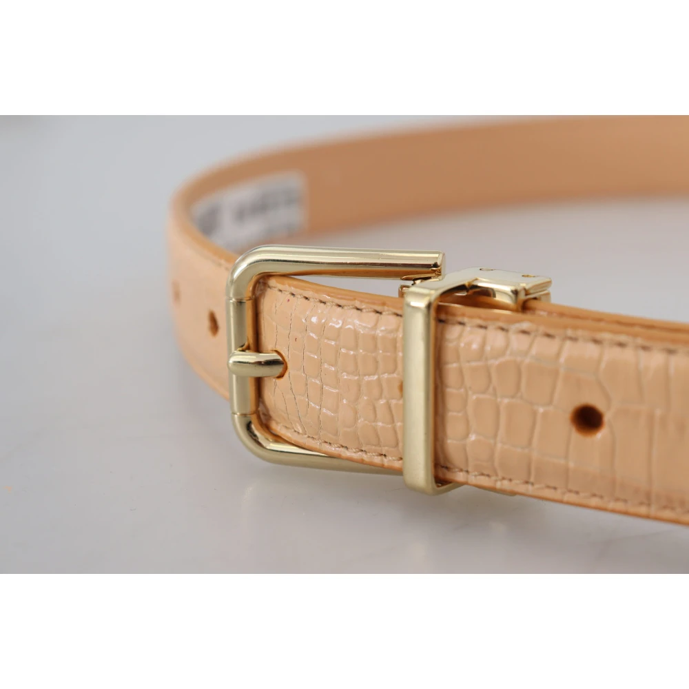 Dolce & Gabbana Exotisch Leer Gouden Metalen Gesp Riem Beige Dames