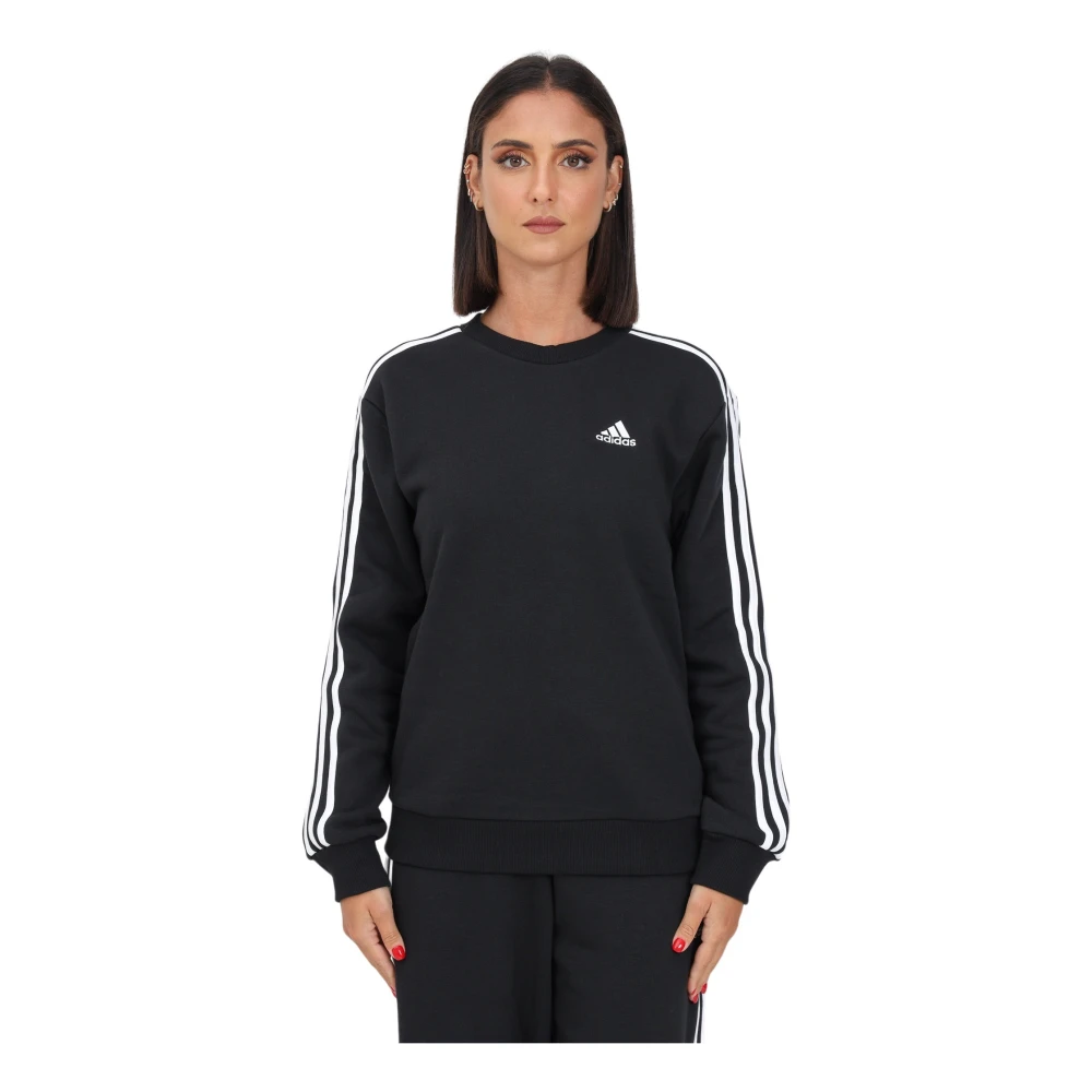 Adidas Svart Essentials 3-Stripes Fleece Sweatshirt för Kvinnor Black, Dam