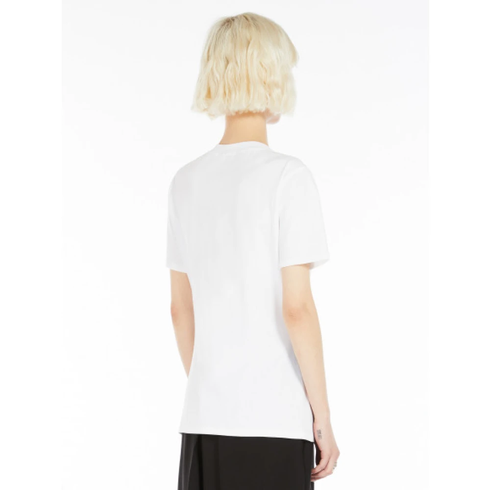 Max Mara Geribbelde crew neck jersey T-shirt White Dames