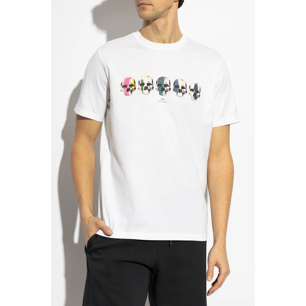 PS By Paul Smith Bedrukt T-shirt White Heren