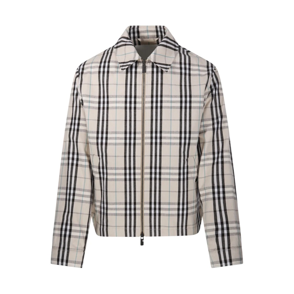 Burberry Men's Beige Light Jackets, S, Check Jacket