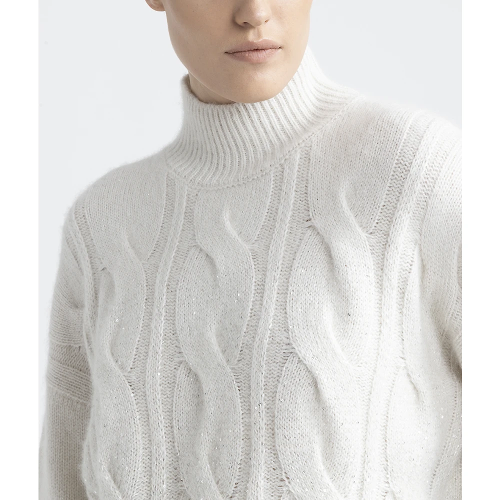 PESERICO Wol zijde kasjmier alpaca trui White Dames