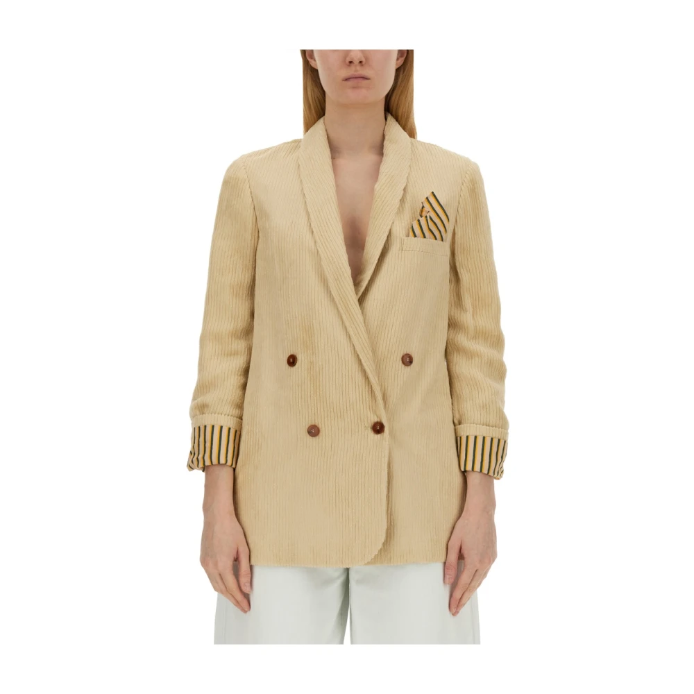 Alysi Oversize Double-Breasted Jacket Beige Dames