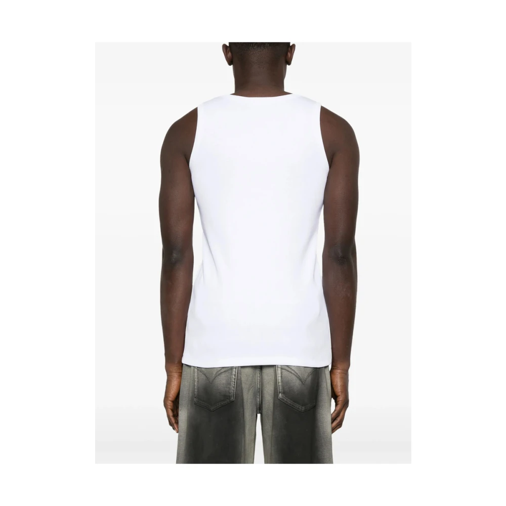 Gcds Witte Crew Neck Mouwloze T-shirt White Heren