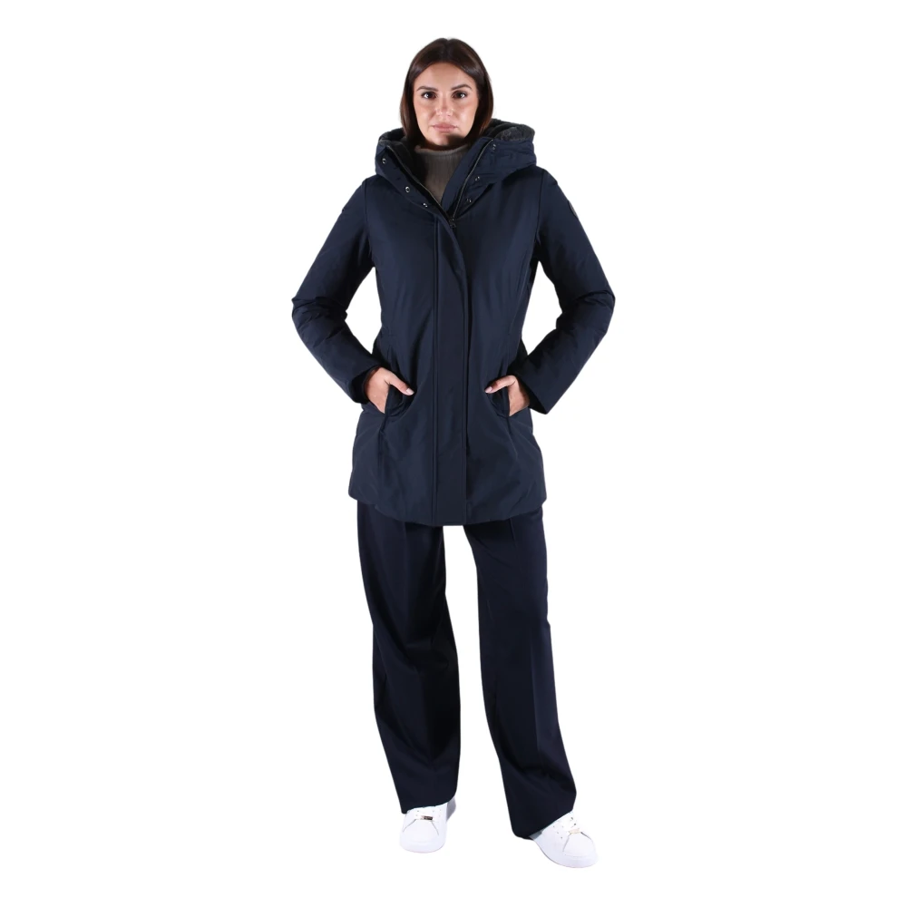 Woolrich Women's Blue Faux Fur Parka With Detachable Hood