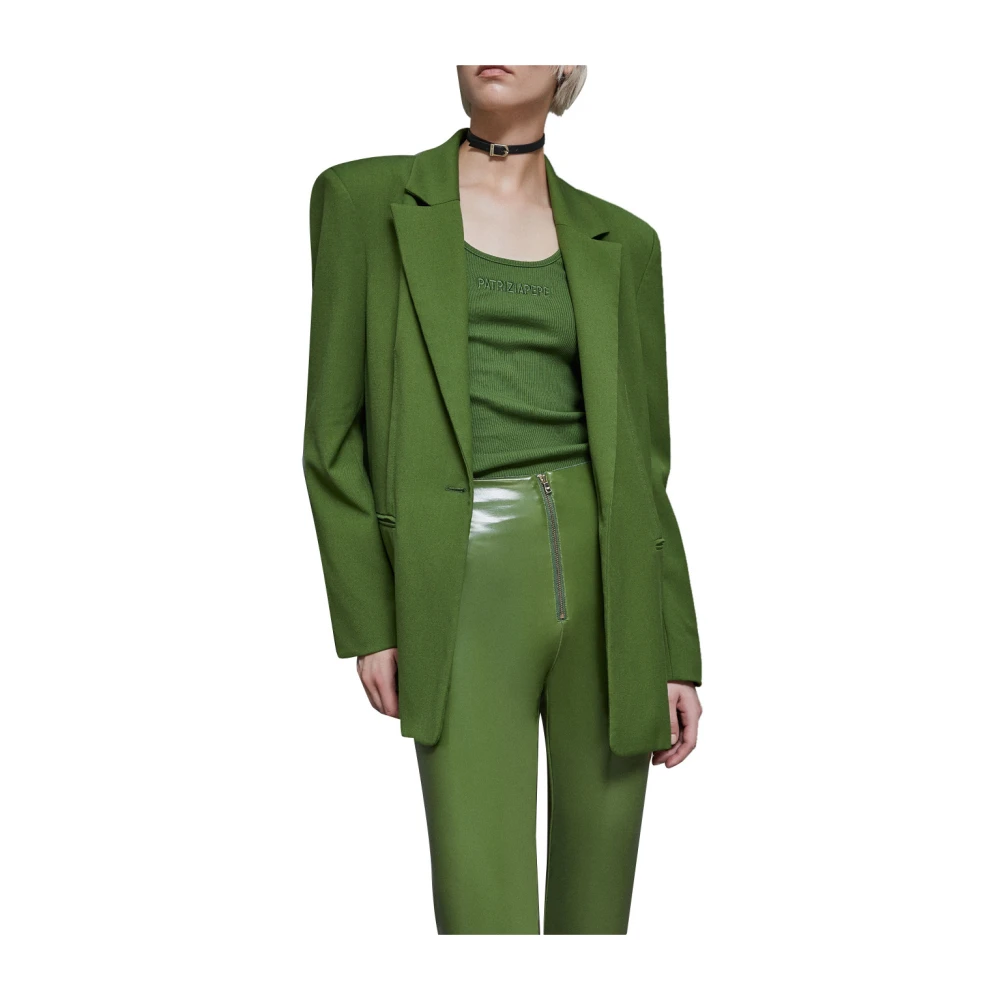 PATRIZIA PEPE Groene Flanellen Blazer voor Vrouwen Green Dames