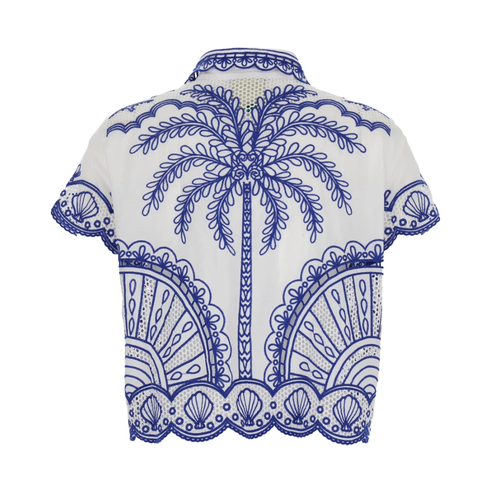 Farm Rio Blauwe Palm Trees Richelieu Overhemd Multicolor Dames