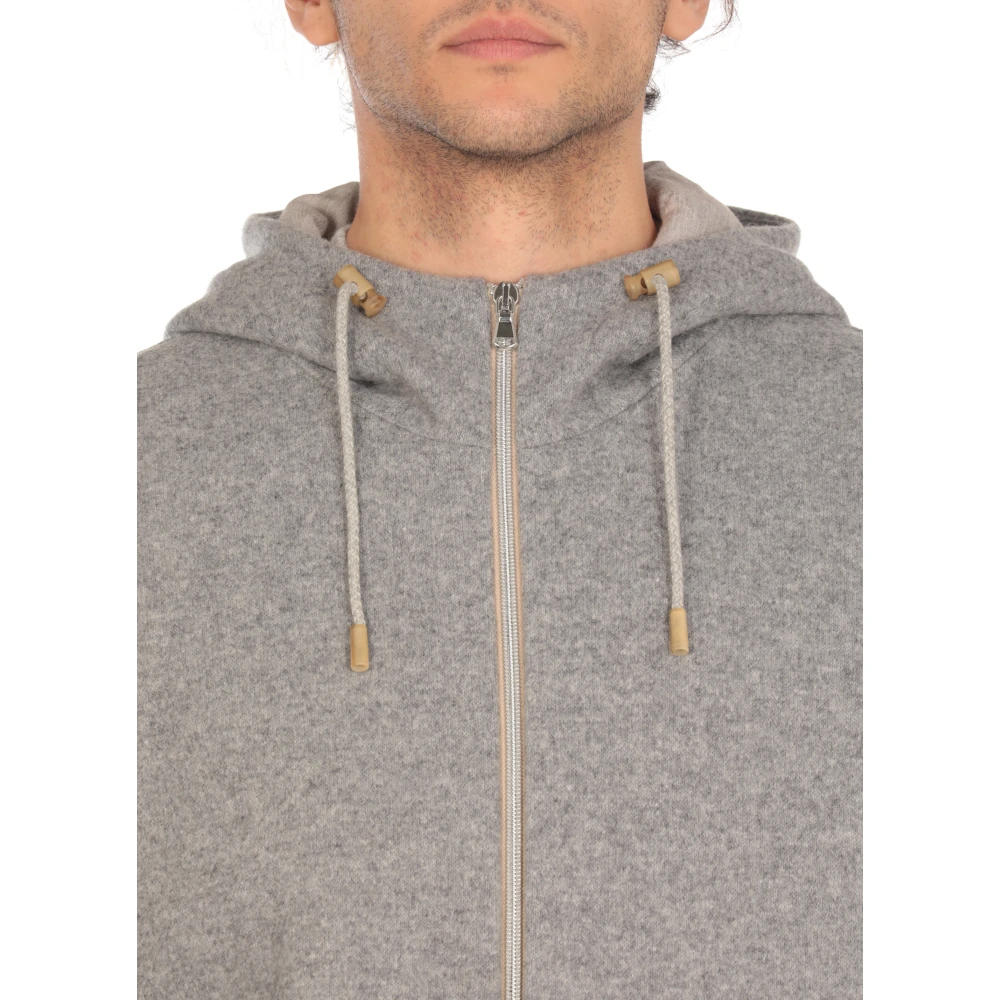 Lubiam Grijze wollen jas met capuchon Gray Heren