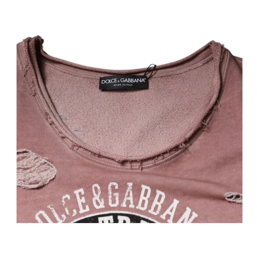 Dolce & Gabbana Bruine Mouwloze Katoenen T-shirt Pink Heren