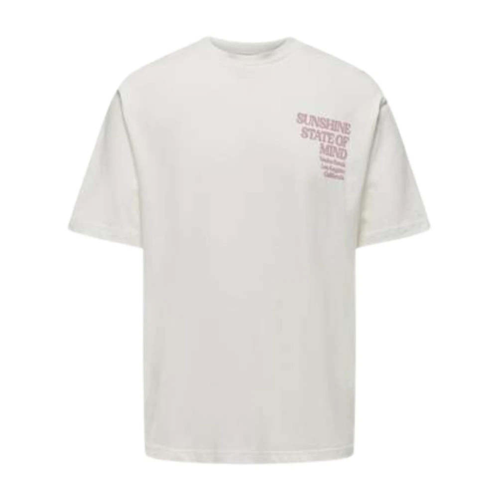 Only & Sons Casual Katoenen T-shirt White Heren