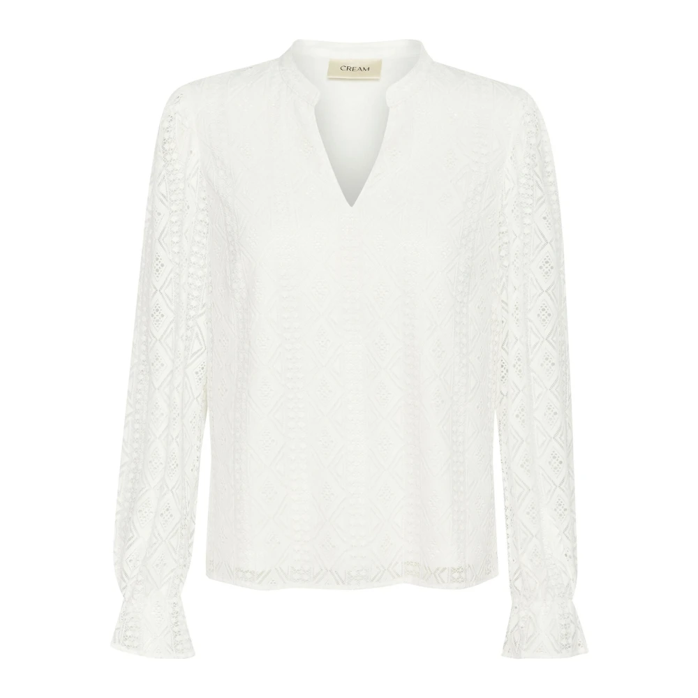 Cream Elegante Kant Blouse Sneeuwwit White Dames