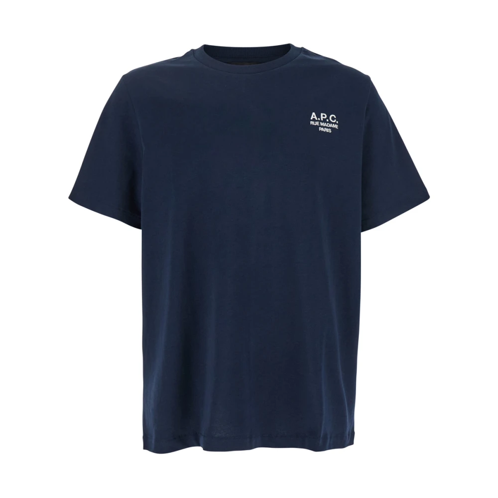A.p.c. Blauw Crewneck T-shirt met geborduurd logo Blue Heren