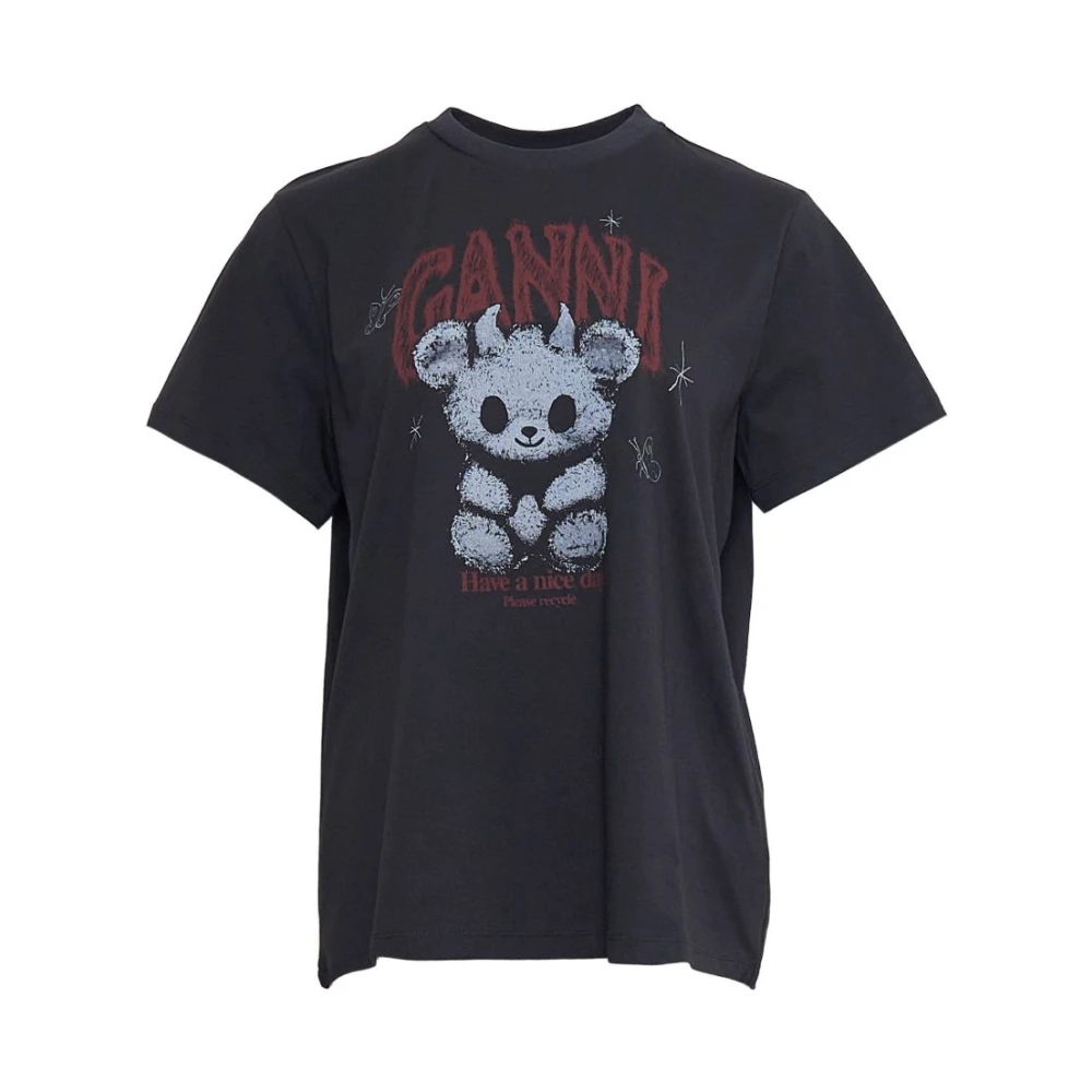 Ganni , T-Shirts, Female, Black, S, T-Shirt