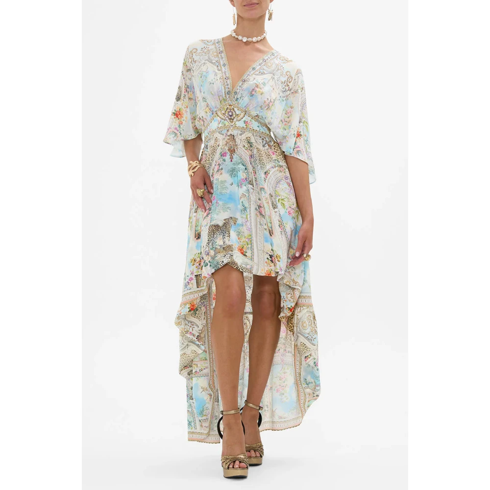 Camilla Zijden jurk met zoom ruche Multicolor Dames