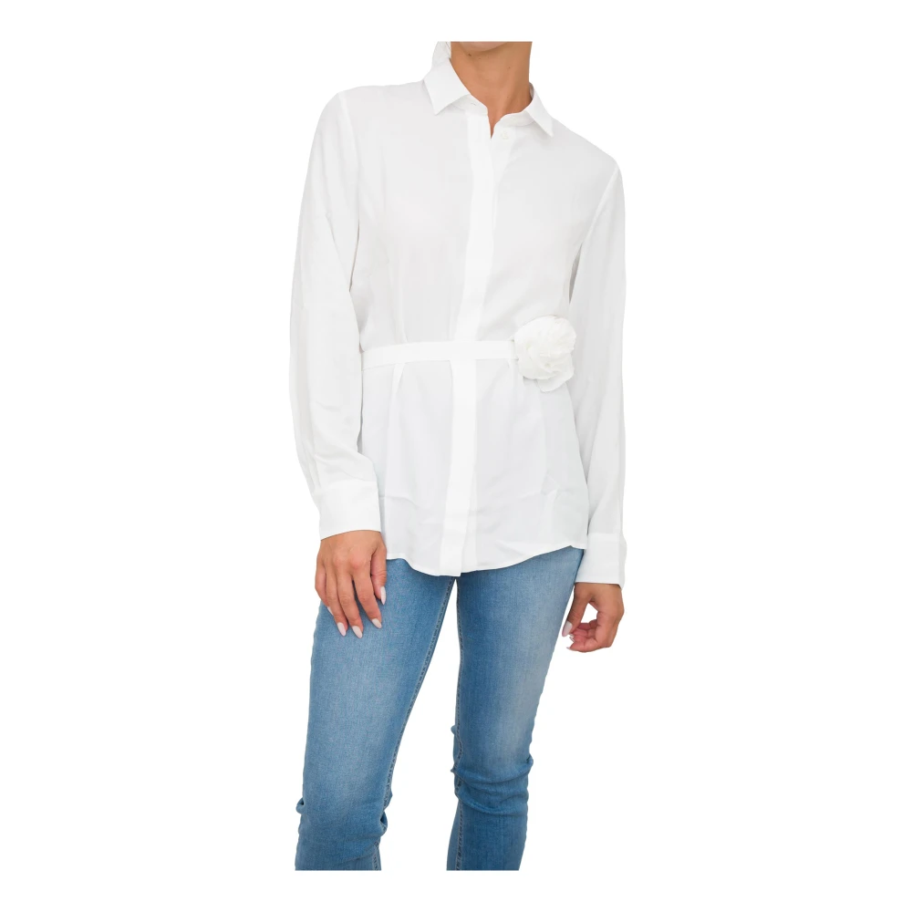 Marella Witte Blouse van Acetaat en Zijde White Dames