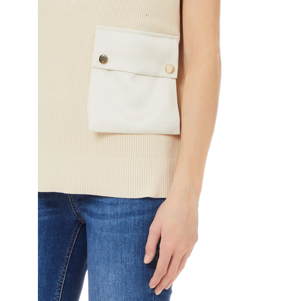 Liu Jo Beige V-hals korte mouw trui Beige Dames