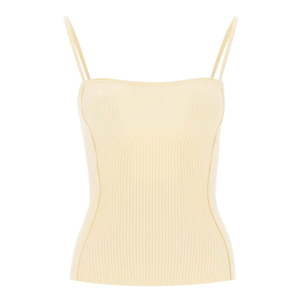 Jacquemus Sierra Stickad Tank Top Beige, Dam