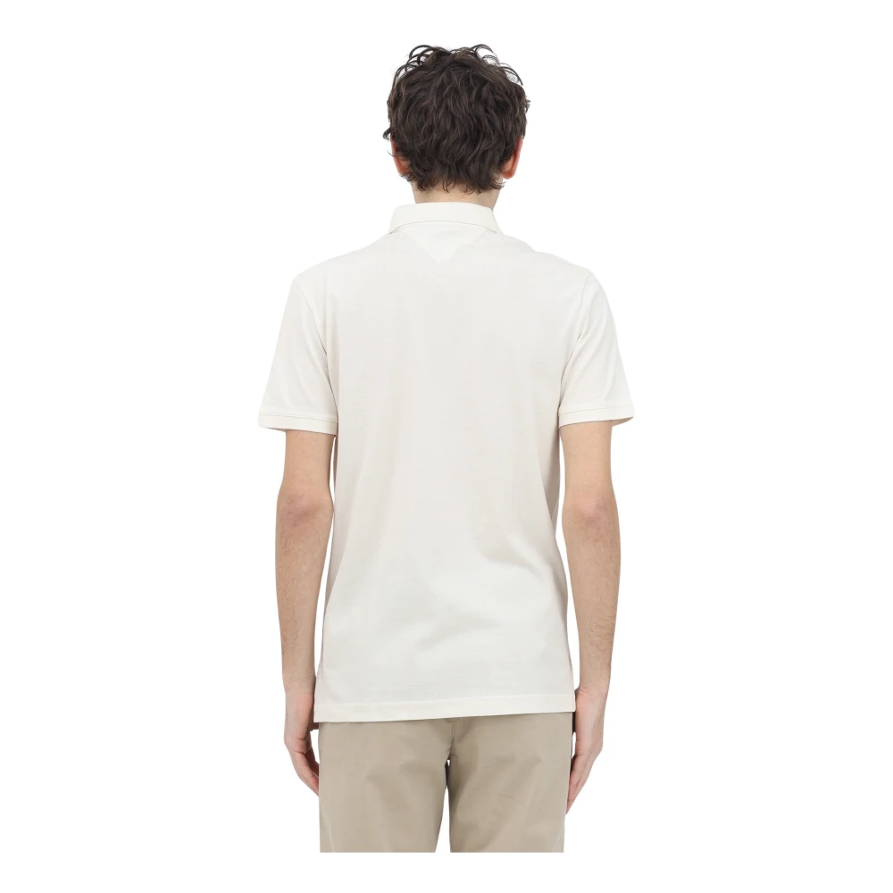 Tommy Hilfiger Crème Polo Shirt met Logo Borduurwerk Beige Heren
