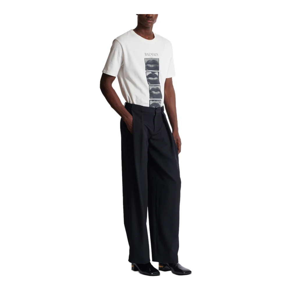 Balmain Pleated Grain de Poudre Broek Black Heren