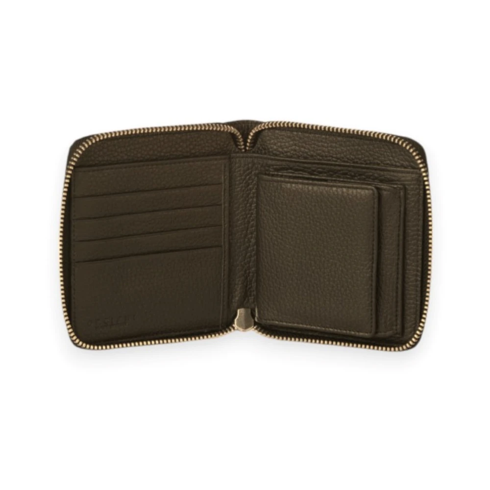 Orciani Kleine leren portemonnee met ritssluiting Black Heren