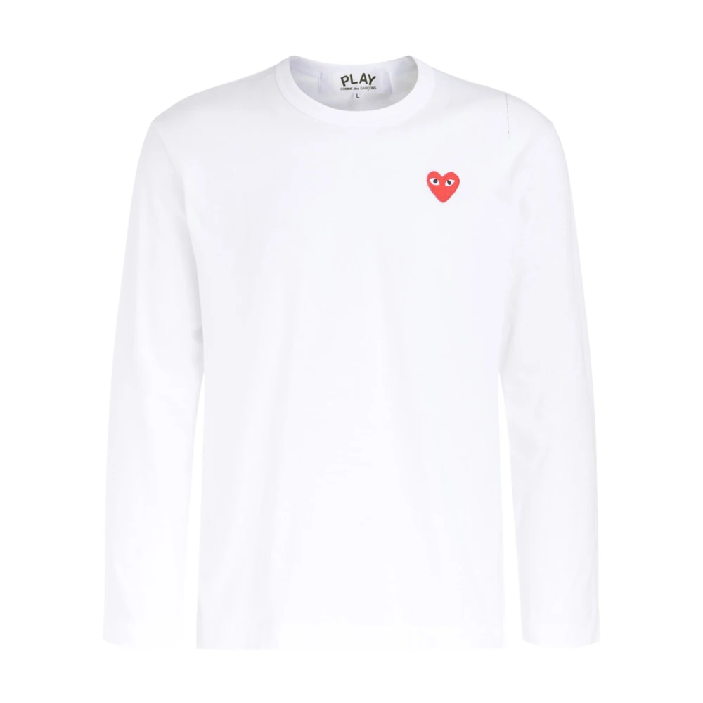 Comme des Garçons Play Långärmad T-shirt med rött hjärta White, Herr