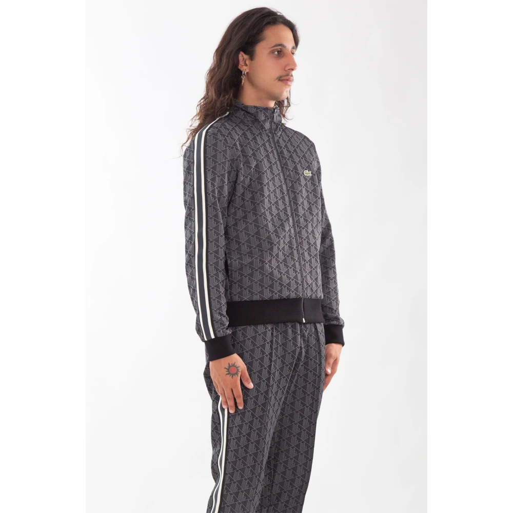 Lacoste Monogram Trainingsjack in Jacquard-stijl Black Heren
