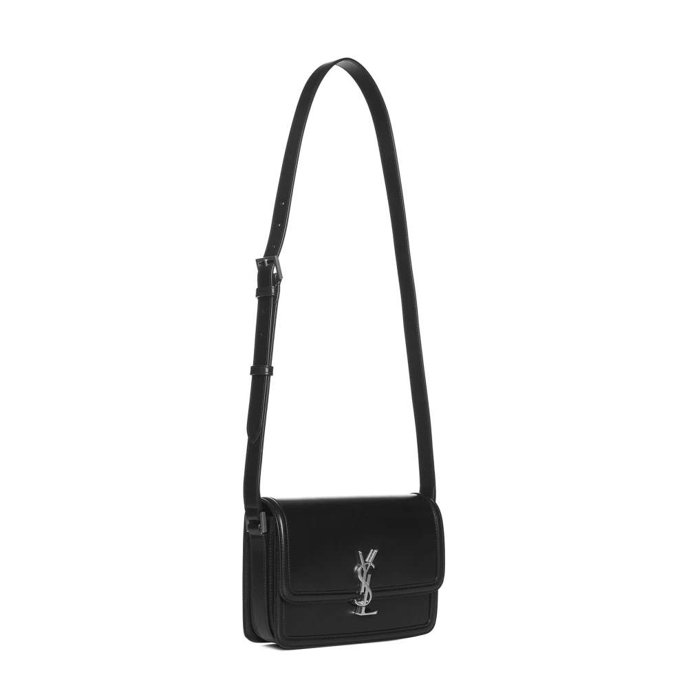 Saint Laurent Zwarte Monogram Logo Leren Messenger Tas Black Heren