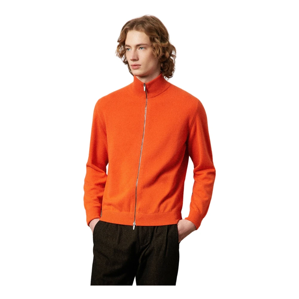 Massimo Alba Kasjmier Hoge Nek Sweater Orange Heren