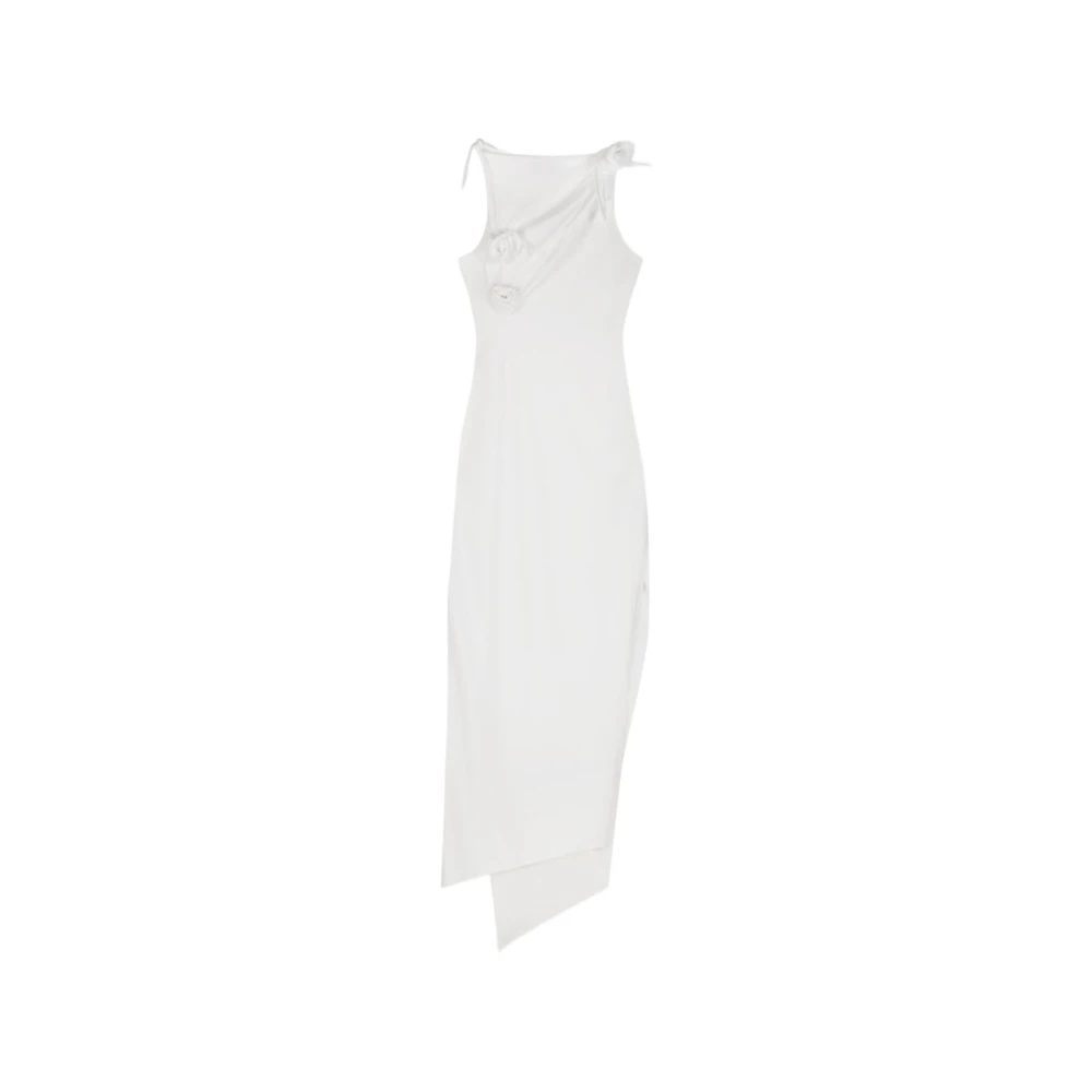 Coperni Women's White Asymmetric Flower Dress - Gowns - M - Dresses