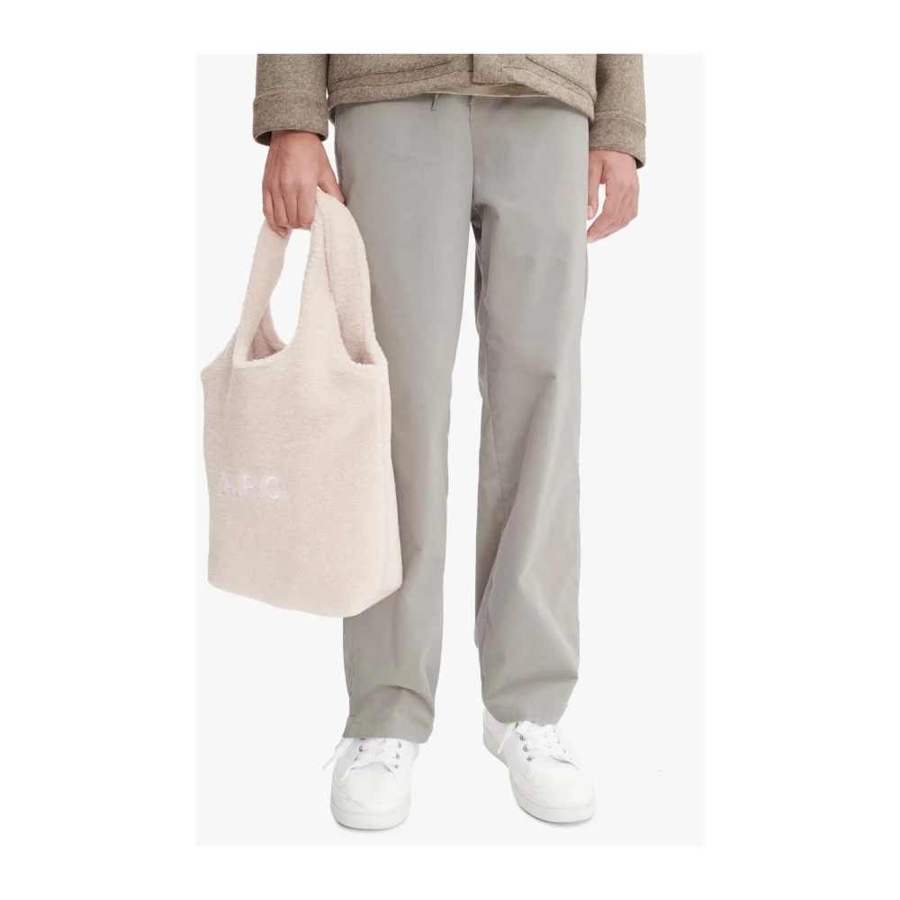 A.p.c. Beige Schapenvacht Verticale Tote Tas Beige Heren