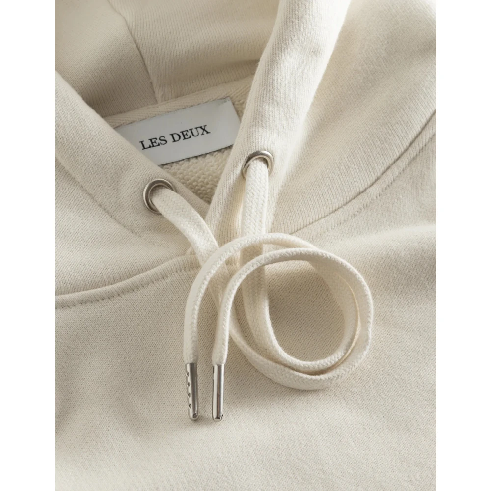 Les Deux Zware Katoenen Hoodie met Print Beige Heren